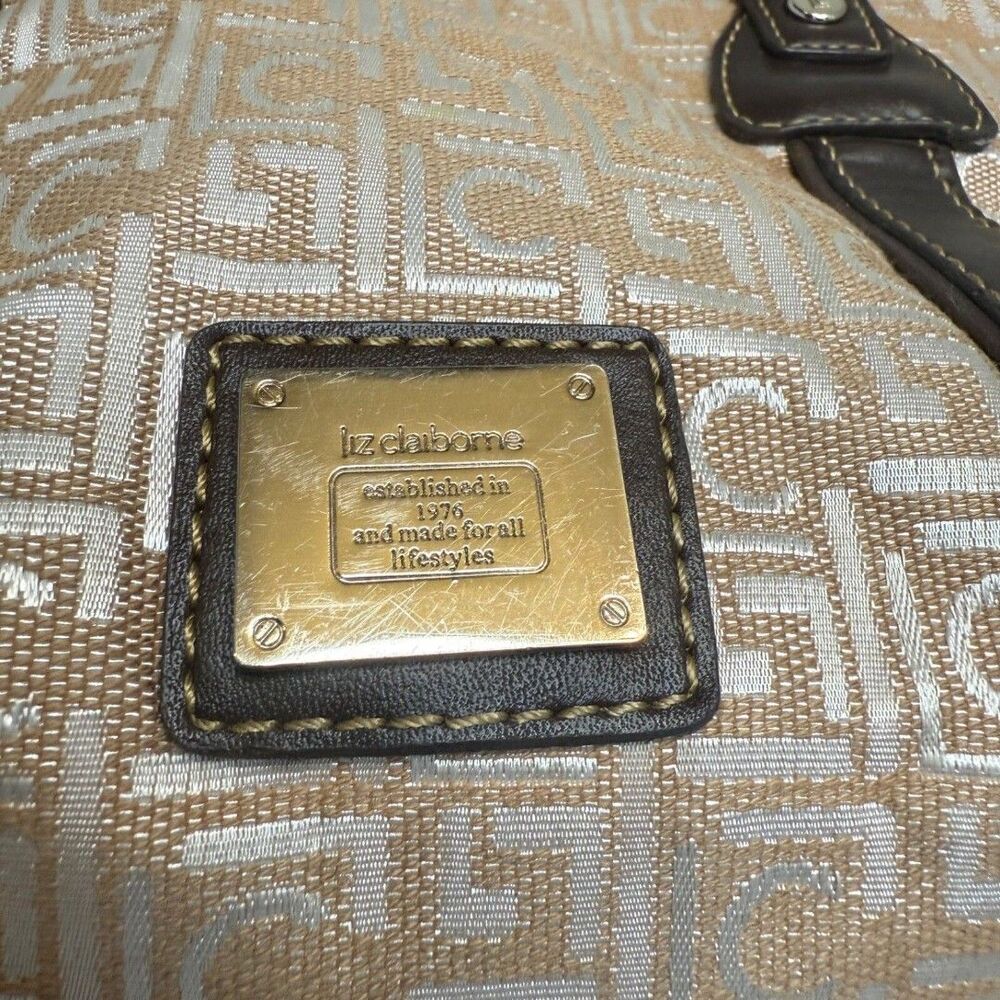 Liz Claiborne Vintage LC Signature Tan Brown Vegan Leather Tote Shoulder Bag EUC - Picture 4 of 12